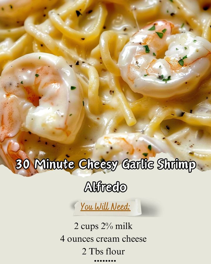 30 Minute Cheesy Garlic Shrimp Alfredo Delectable Meal